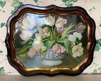 Vintage metal floral serving tray