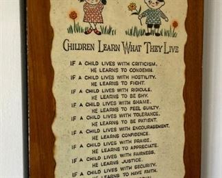 "Children Learn What They Live" wall plaque