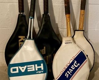Assorted tennis racquets
