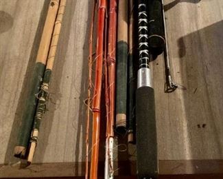 Assorted fishing poles