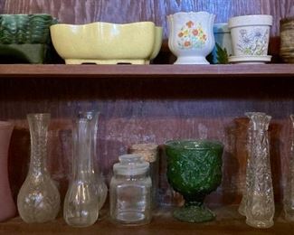 Glass, pottery and ceramic planters and vases