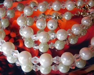 Pearl Look Necklace, Bracelet, and Earrings