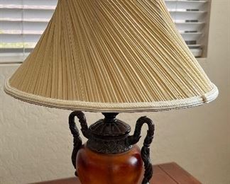 Table Lamp w Amber Glass Base
