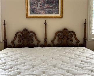 Vintage Henredon King Bed Frame, Art, Like New Mattress and BS