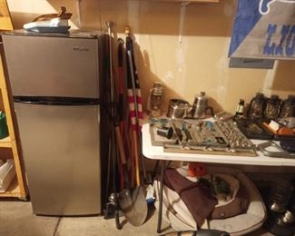 Mid size garage fridge and garage items