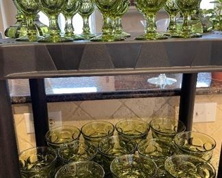 Kings Crown Green Glassware