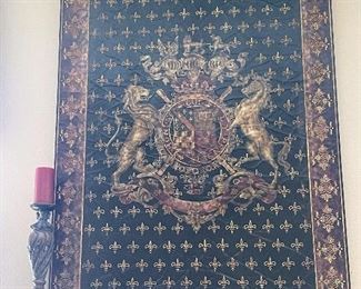 Wall art, Castle with Feur-de-Lis, coat of arms.  Very large decorative 
