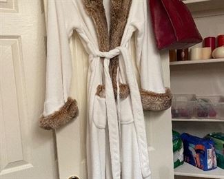 Pottery Barn Robe with Faux fur trim