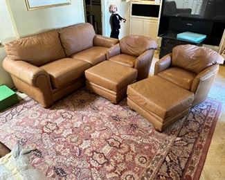 Leather sofa and chairs