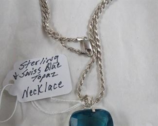 Sterling & Swiss Blue Topaz Necklace