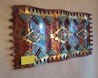 Jay Tschudy metal wall art-southwestern rug 
