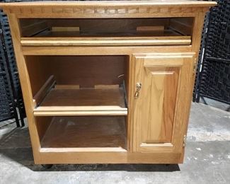 Small Computer Desk with Pull Out Tray and Side Storage