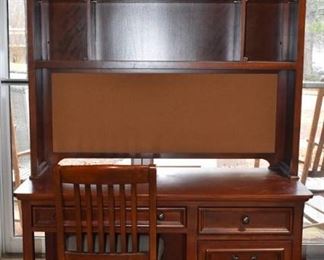 Classic Two Pieces Desk with Hutch and Chair