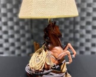 Hi Ho Silver Western Horse Statue Lamp