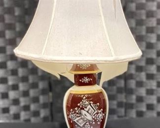Traditional Porcelain Lamp White and Red Base