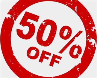 MOST ITEMS are reduced to half price during our final day at this sale! SOME EXCEPTIONS may apply (items that are reduced but not to half). TODAY ONLY! Come see us!