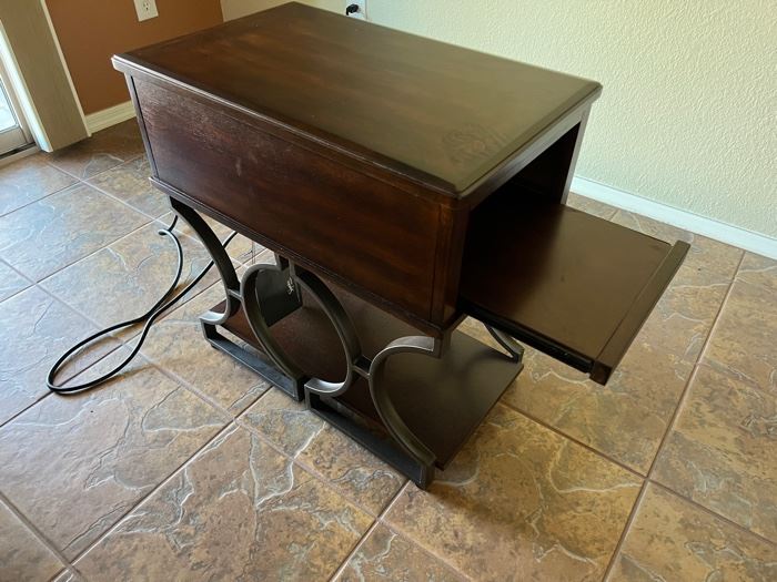 Beautiful end table with builtin power receptacles 