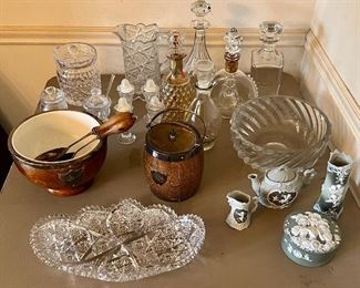 Baccarat bowl and decanters