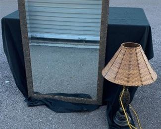 Rustic Themed Mirror And Lamp