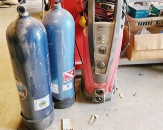 Oxygen tanks for scuba gear (needs to be recertified) and power washer (not tested)
