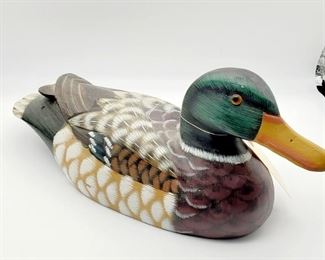 Wooden duck signed and painted