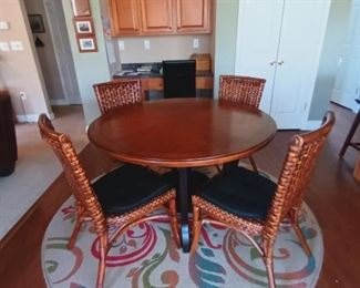 Rattan and wood dining set