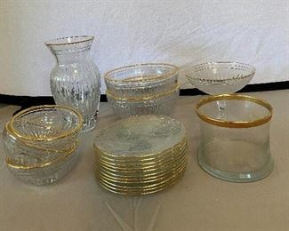  Waterford Crystal 24K Gold Trim Vases