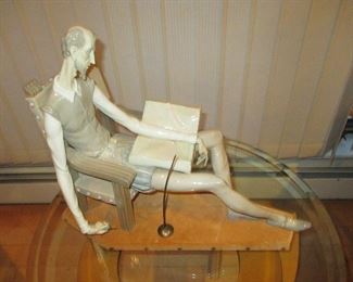 Lladro #1030 Don Quixote Glazed Reclining Chair with Book 