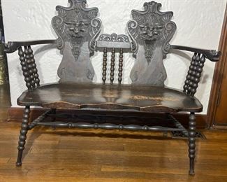 1800's Green Man Bench