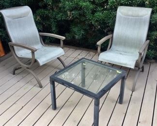 Cast aluminum patio chairs and tables