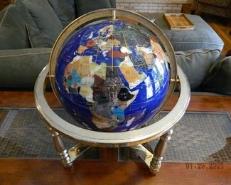 semi-precious stone globe with compass