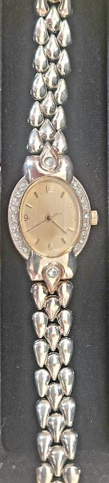 Ladies crystal and silver quartz watch