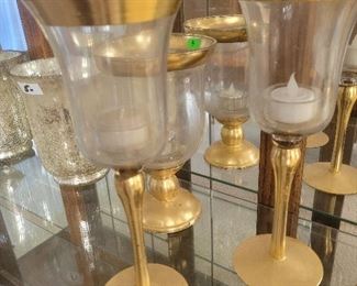 Gold and glass candle holders