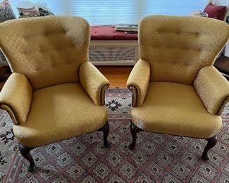 Pair Upholstered Wing Chairs ~~~ Elegant