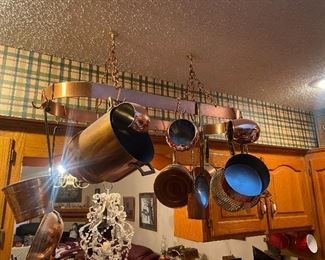 copper pot station and utensils  