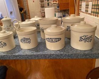 Pfaltzgraff dishes flour, sugar, 2 tea, coffee and more