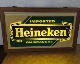 Lighted Heineken beer sign