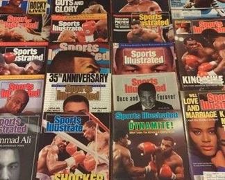 Lot of Sports illustrated with boxing legends. Muhammad Ali, Mike Tyson, George Foreman