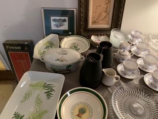 fern pattern on cookware and serving pieces