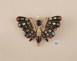 Ciner Brooch  in a spread wing butterfly form.