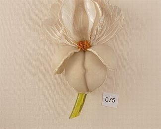 Brooch, Iris flower, 4” in length and 2 5/8” in width.