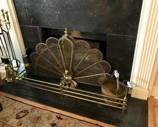 Peacock Victorian Brass Fan 