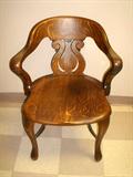 1950's OAK LYRE BACK SIDE CHAIR