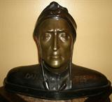 LARGE BRONZE/MARBLE BUST OF ITALIAN POET DANTE ALIGHIERI