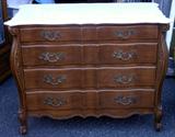 VINTAGE FRENCH MARBLE TOP FOUR DRAW DRESSER