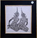 VINTAGE SIAMESE TWIN BRASS RUBBING ART