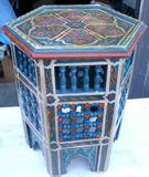 VINTAGE HANDMADE & PAINTED OCTAGON TABLE (BOTTOM HAS TAJ MAHAL DESIGN)