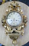 ANTIQUE SWEDISH GILDED WIND-UP WALL CLOCK