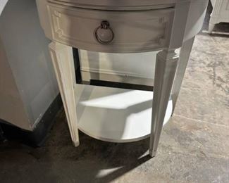 Stone and Leigh Demi Lune White Accent Table with 1 Drawer