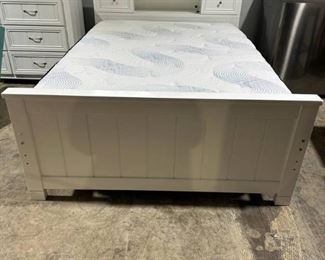 White Full Size Bed with Kingsdown Mattress Storage Headboard and Footboard